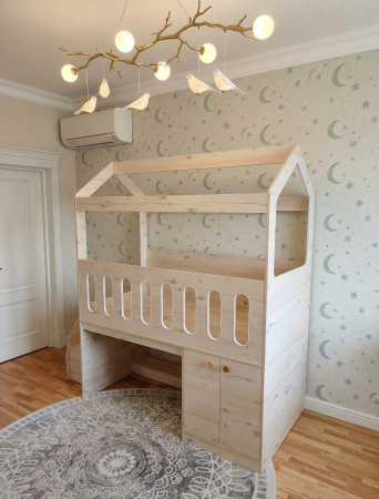 Кровать-чердак 160х80 Теремок (цвет белый) от Династия Kids