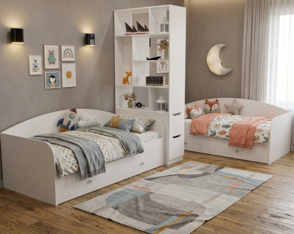 Кровать 180х80 коллекции Умка NEW (прямая спинка). Ручки - дуб от Династия Kids
