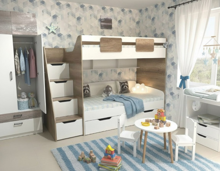 Кровать-чердак коллекции Мозаика 190х90  от Династия Kids