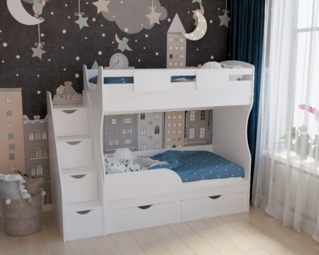Кровать двухъярусная Альфа Мини 160х80 с бортиком от Династия Kids