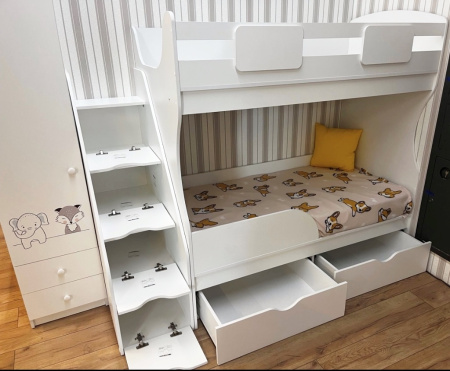 Двухъярусная кровать Альфа Мини 160х80 с бортиком от Династия Kids
