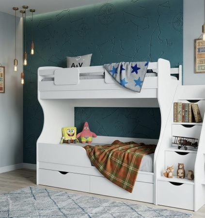 Кровать 2-х ярусная Альфа Мини 180х80 с бортиком от Династия Kids