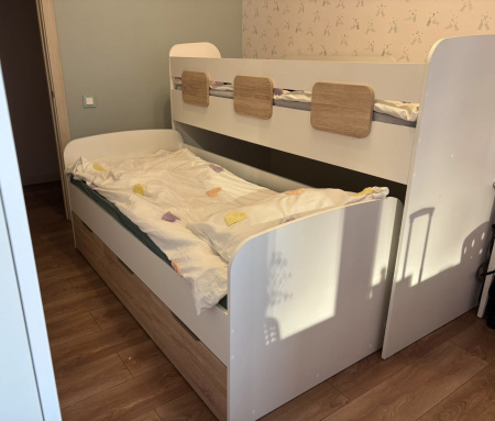 Кровать 2-х ярусная Городок (велюр + белый) 190х90 + 180х80 от Династия Kids