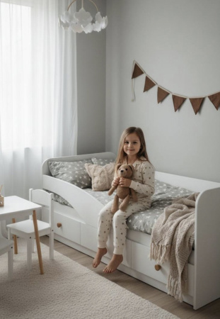 Кровать 160х80 Умка-5 (ручки - дуб) от Династия Kids