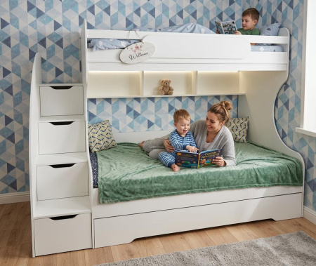 Кровать двухъярусная Биг 120х200 (дуб каньон + белый) от Династия Kids